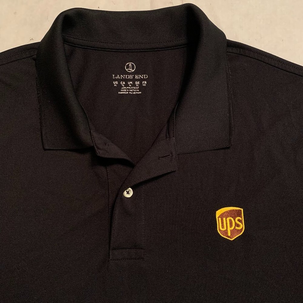 UPS Lands End Polo Black Delivery Employee Uniform Mens XL
